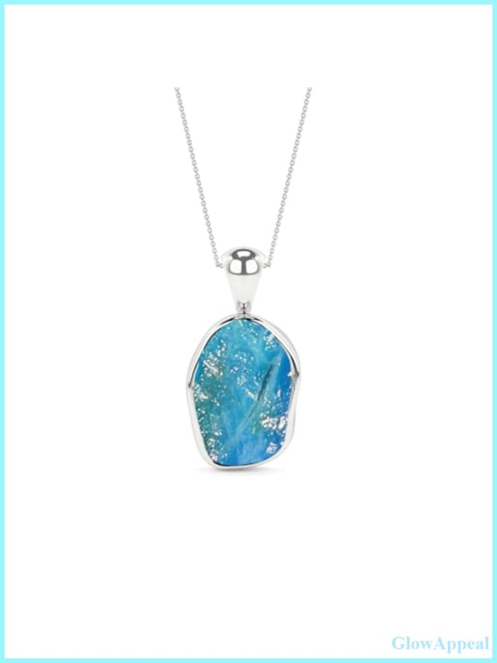 Sterling Silver Peruvian Opal Pendant Necklace Raw Gemstone Bezel Set